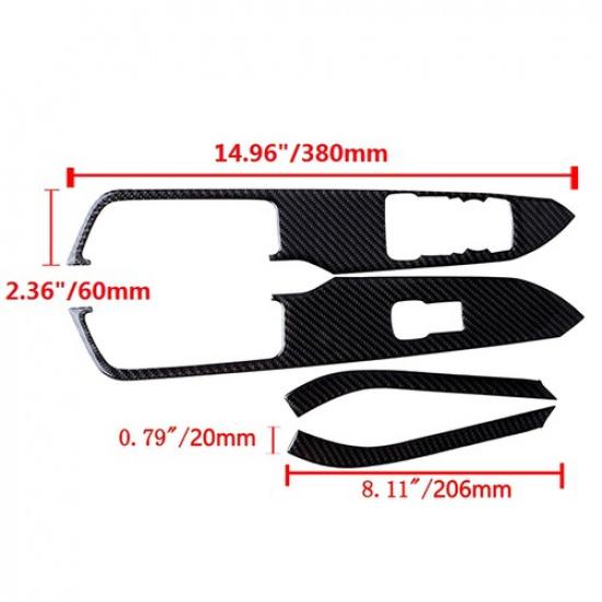 Carbon Fiber Interior Window Switch Cover Trim Fit For Ford Mustang 2015- US