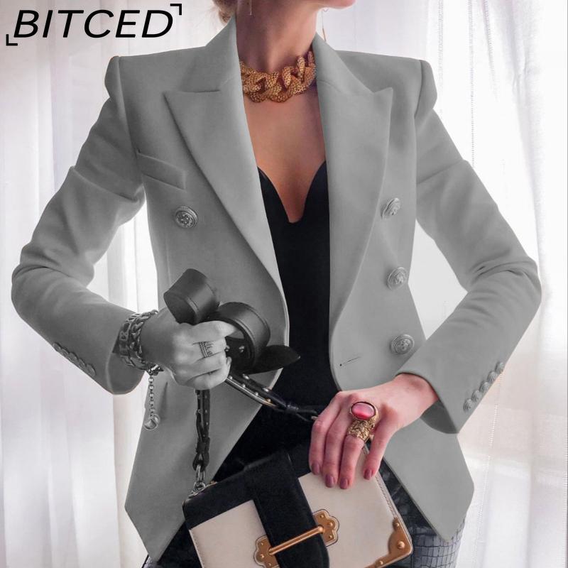 BITCED Women's Vintage Casual Lattice Print Autumn Winter Long Sleeve POLO Neck Jackets & Coats