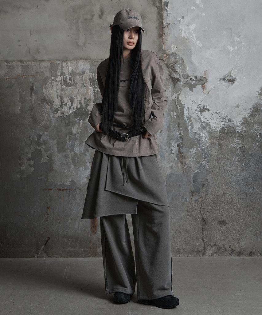 Jenyujeu Layers Wrap Sweatpants - Ash Gray