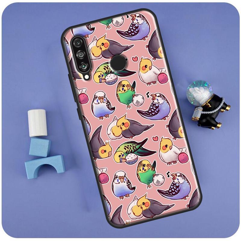 Cartoon Cockatiel Collage For Huawei Nova 10 9 SE 3i 7i 8i 11i 12i Y60 Y61 Y70 Y72 Y73 Y90 Y91 P20 P30 P40 Lite Case