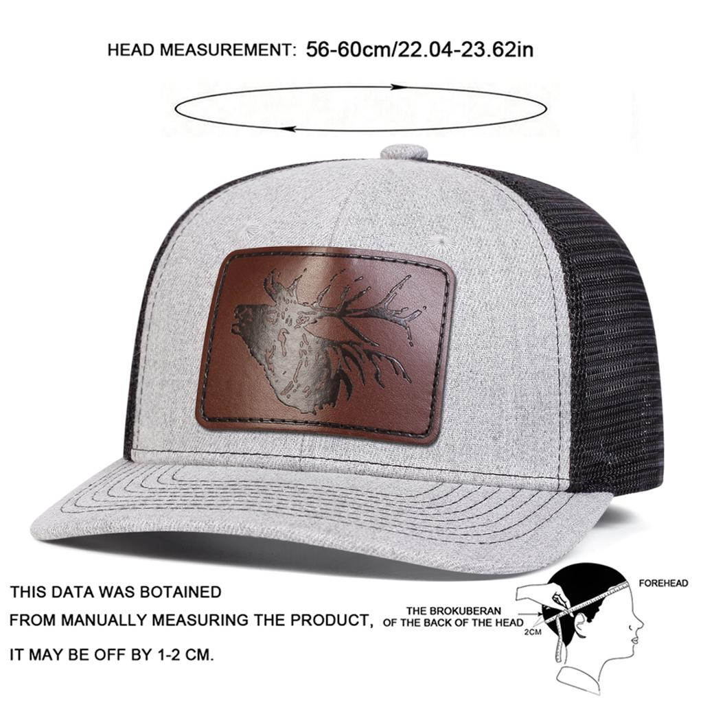 Boné de Beisebol de Malha com Patch de Couro Cabeça de Veado Grande Masculino Boné Micro Curvo Chapéu de Lazer Protetor Solar para Exterior Viagem Turismo Férias na Praia Primavera Outono