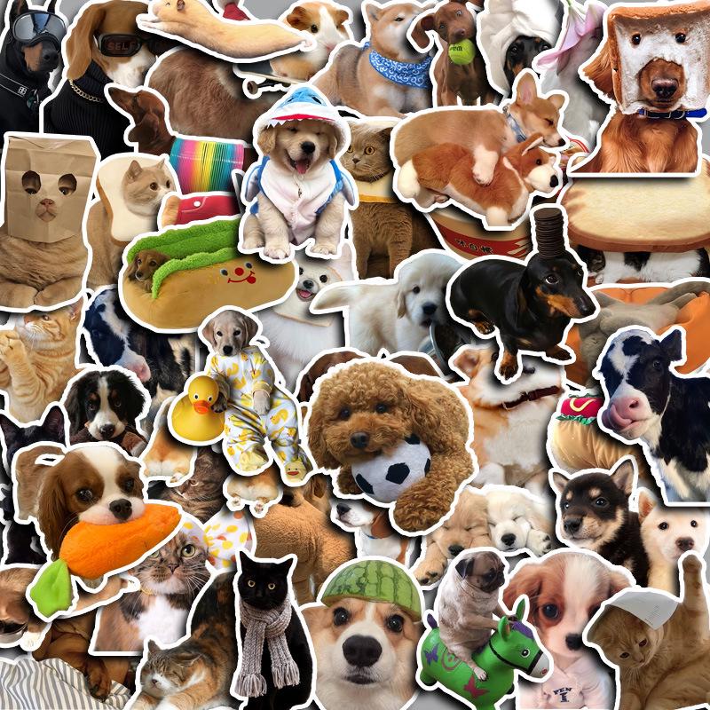 

50 Cartoon Animal Stickers for Cat & Dog Lovers - Cute Journal Decorations