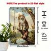 Vintage Katze Angeln Metall Wandposter für Küche