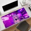 Gaming Mouse Pad Large Desk Mat Antislip Base Stitched Edges Pink Neon Anime Girl Print Keyboard Pad for Gamer Home Office
