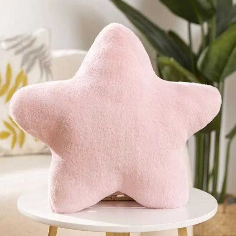 Nordic Star Plush Throw Pillow - Cute Cream Five-Pointed Star Sleep Cushion Toy, Large Size
