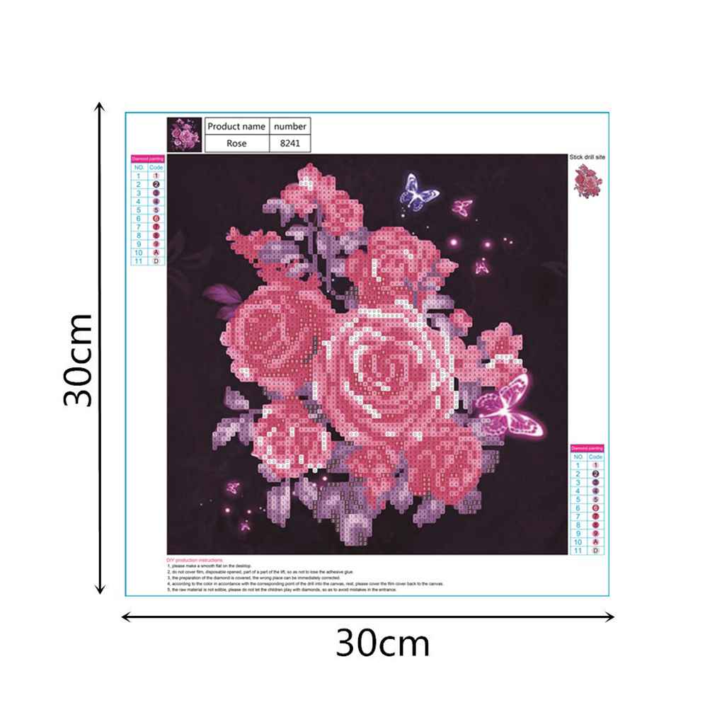 DIY Rose Butterfly Stitch Color Flower Needlework 5D Resin Diamonds Embroidery Painting Picture