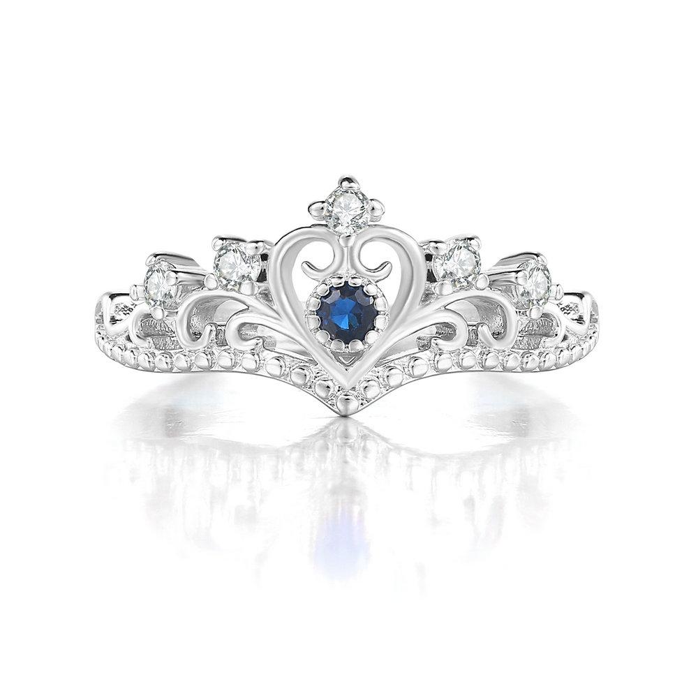 ZHOUYANG Rings For Women Luxury Hollow Out Princess Crown Blue Purple Red Zircon Rose Gold Color Fashion Jewelry KBR212