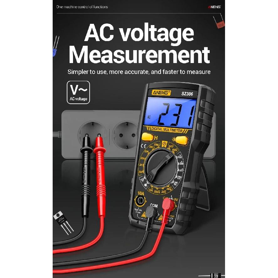 ANENG SZ306 Digital Multimeter 1999 Counts AC DC Voltage Current Resistance Tester With Buzzer Electrician Repair Tool