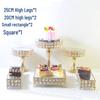 Gold Crystal Cake Stand - High-Footed Square Dessert Display Table for Weddings