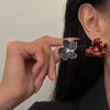 Retro-Stil dreidimensionale fünfblättrige Blüte Ohrstecker Emaille-Kunst High-End elegante Ohrringe romantisch exquisit tägliche Ohrringe Damen