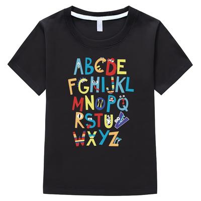 Alphabet Lore Children T-Shirts 100%Cotton Cartoon Tops Y2k Boys Clothes Girl Clothes One Piece T Shirt for Kids Boy 10 Years