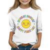 Kids Casual Printed Round Neck 3/4 Sleeve Top for Back To School