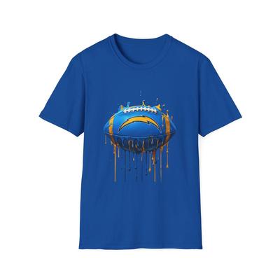 Los Angeles Paint Drip Football Logo T-Shirt | Blue Yellow Grunge Sports Tee