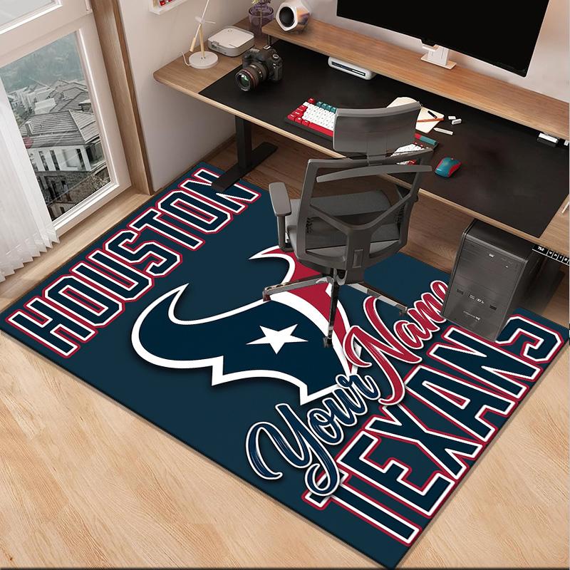 Custom NameHouston-Texans Artwork Carpet, Indoor Rug, Chair Rug, Living Rooms, Doormat Made From Polyester Home Decor Birthday Christmas Gifts