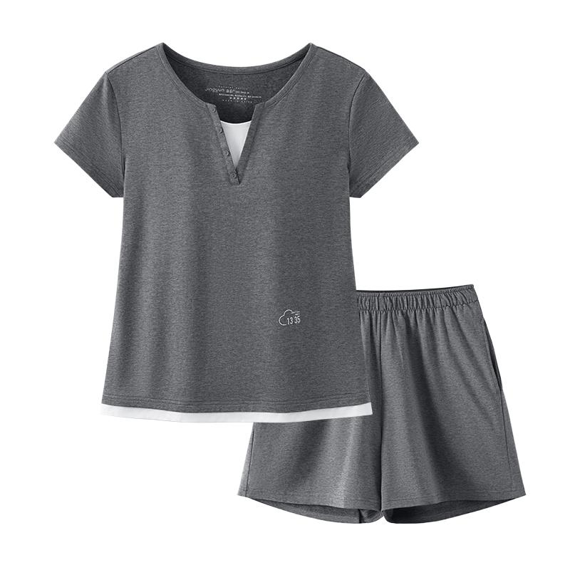 Women s Cooling Modal Blend V-Neck Short Sleeve Pajama & Loungewear Set 2XL