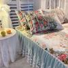 Luxury American Floral Bedding 100% Cotton Quilted Lace Ruffles Bed Skirt Mattress Cover Bedspread Pillowcases Nordic Size 1/3Pc