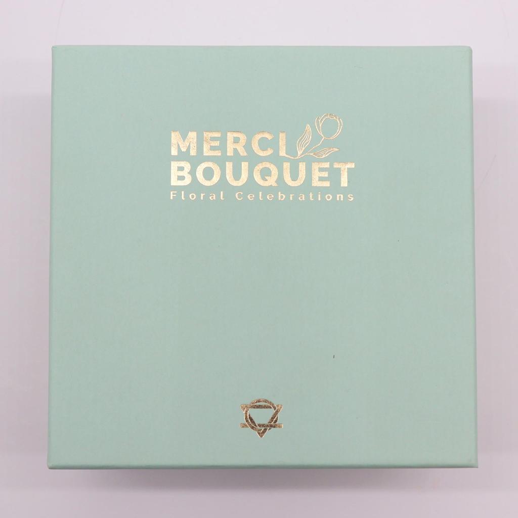 Soap Flowers Square Box Wedding, White and Ivory