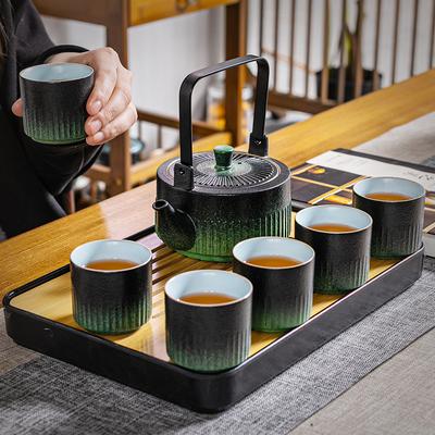 Beam Pot Six Cups Kung Fu Tea Set Household Simple Ceramic Living Room Tea Table Office Small Tea Tray