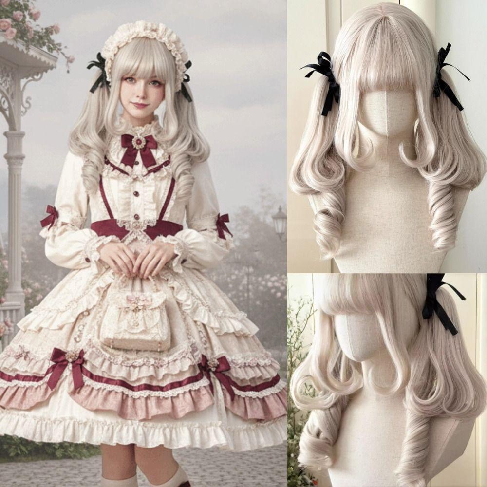 Long Curly Lolita Wig with Bangs Harajuku Roman Volume Cosplay Wig  Cosplay Party