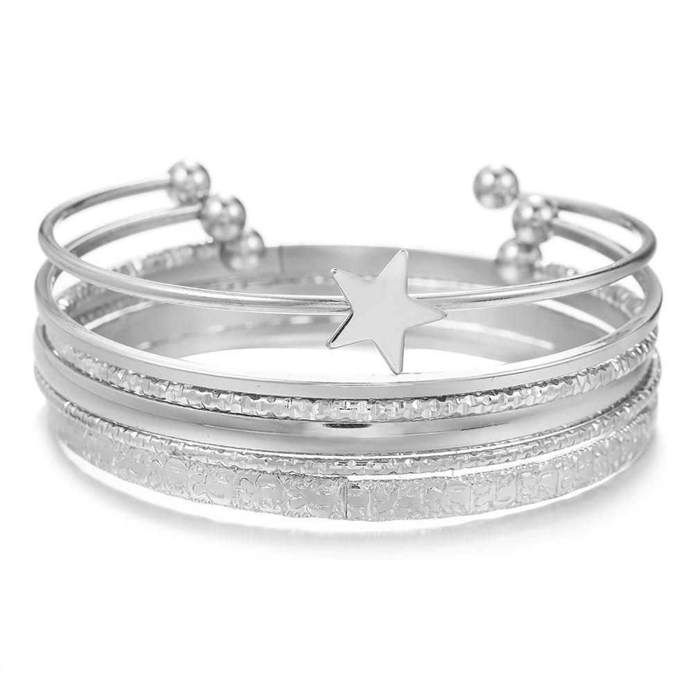 Bohemian-Style 12-Piece Multi-Layer Alloy Bracelet Set for Women