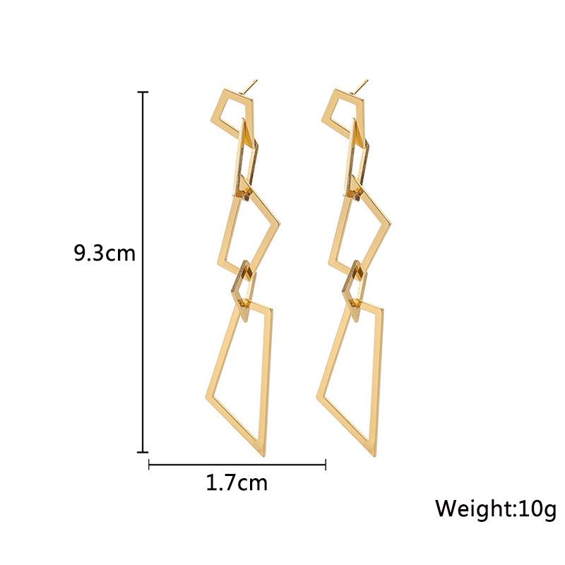 New Exaggerated Long Hanging Earrings for Women Multi-layers Metal Trapezoid Pendants Dangle Earrings boucle oreille femme