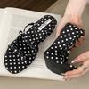 Fashion Elegant Bow Polka Dot Design Brand Slipper Women Fashion Narrow Band Slide Sandal Comfort Soft Bottom Dresses Sandalias De Mujer