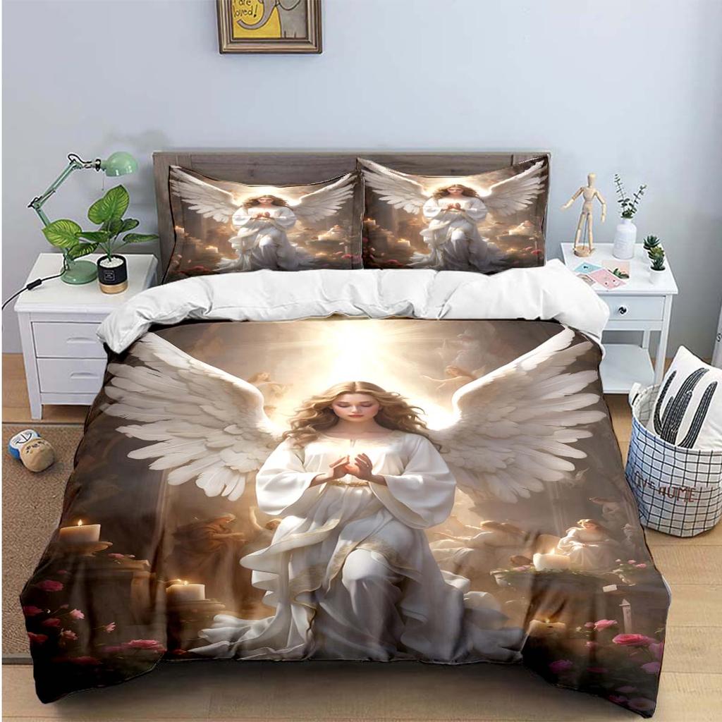 Comforter Exquisite Angel Wings Printed Bedding Sets Exquisite Set Bed Comforter Set Bedding Set Luxury Birthday Gift