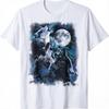 Unisexs Bohemian Wolf Howling At Moon Tshirt Black Crew Neck Tee With Wolf Moon Design Fit Suitable For Casual Outdoor