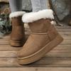 Fashion Sweet Bowknot Decoration Suede Snow Boots Women 2025 Soft Thick Bottom Ankle Boots Women Warm Faux Fur Non Slip Winter Shoes