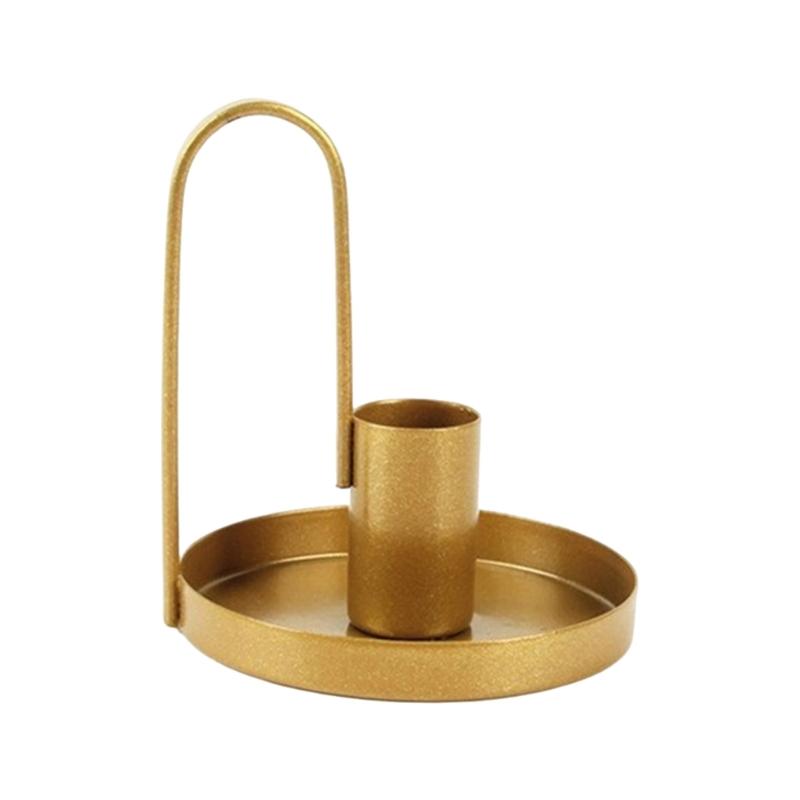 

Table Centerpieces Metal Candle Stand with Handle Simple Iron Taper Candle Holder Candlestick for Dinner Party Decors 1 золотой
