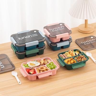 1Pcs 800/1100Ml Plastics Compartmented Lunch Box Microwave Safe Bento Box With Cutlery Food Storage For Student Worker Tableware