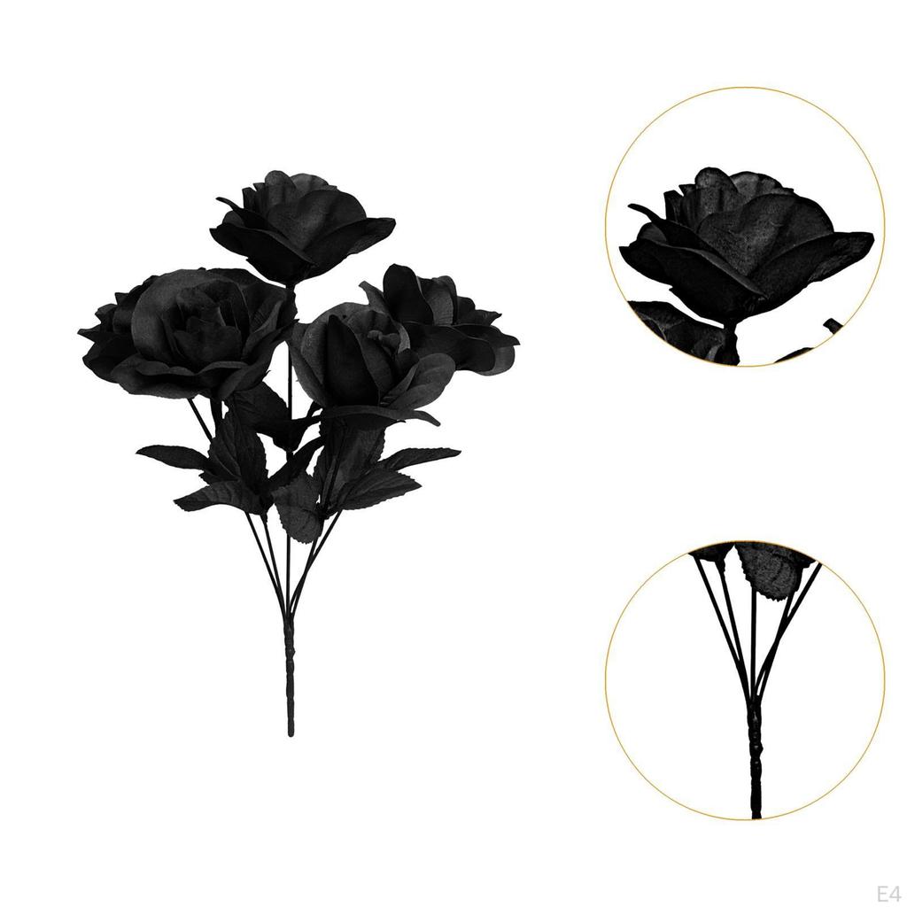 Artificial Black Roses, Centerpieces for Halloween Decoration, Lightweight, Ideal DIY Projects,