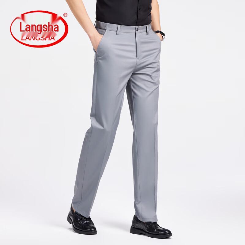 

LangSha Men s Summer Loose Straight Business Dress Pants 32