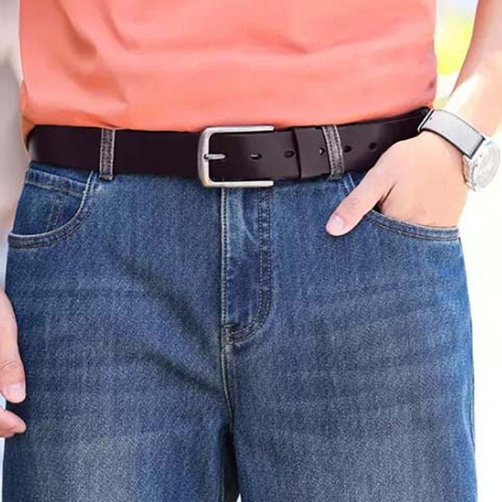 Retro Men Wide Belt Zinc Zinc Alloy Jeans Waistband Adjustable PU Leather Belt  Party