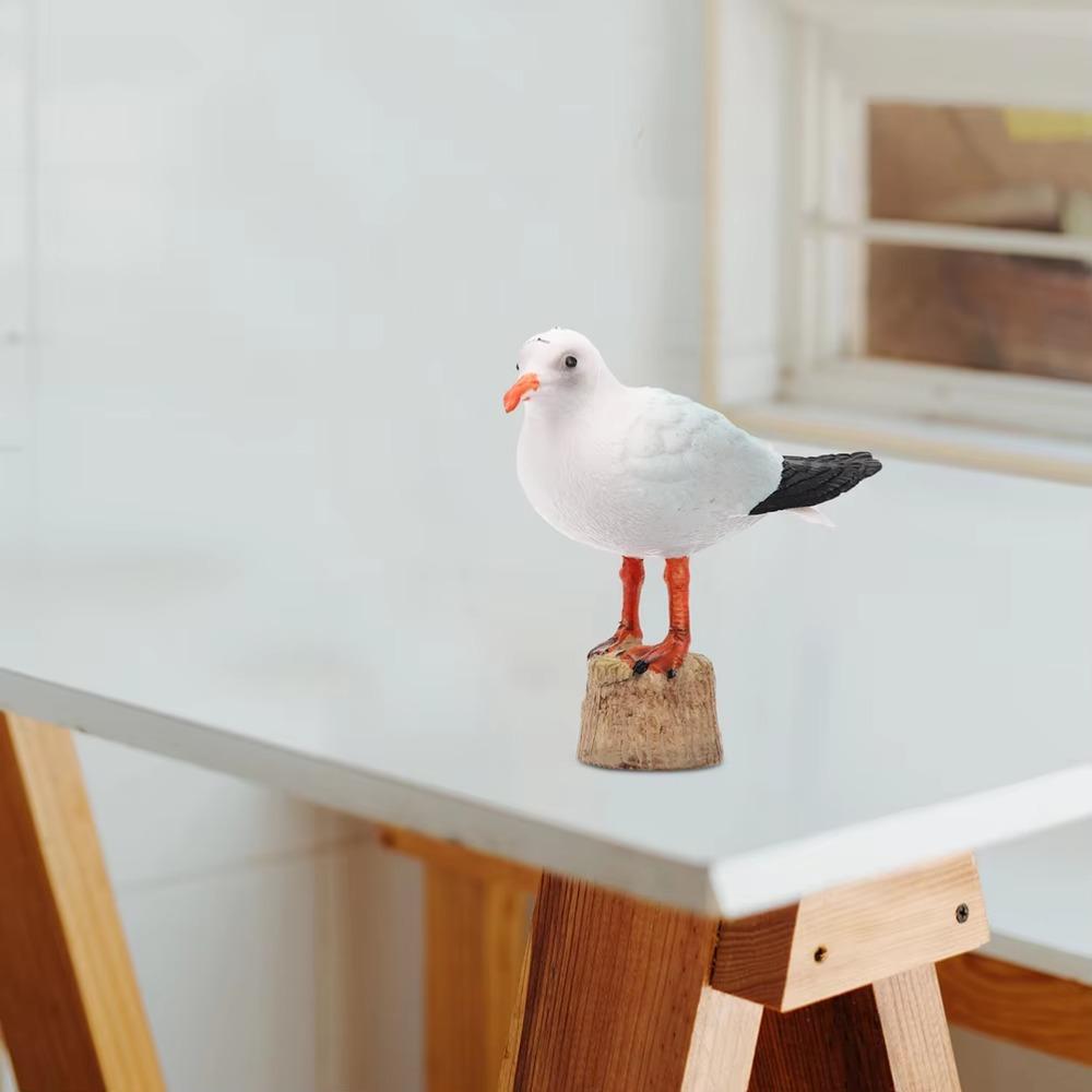 2 Pcs Unique Red-billed Gull Model Miniature Simulation Seagull Sculpture  Table