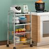 Kitchen Storage Rack Multifunctional Microwave Oven Vegetable Basket Floor Standing Storage Rack With Wheel Microwave Shelf Cart