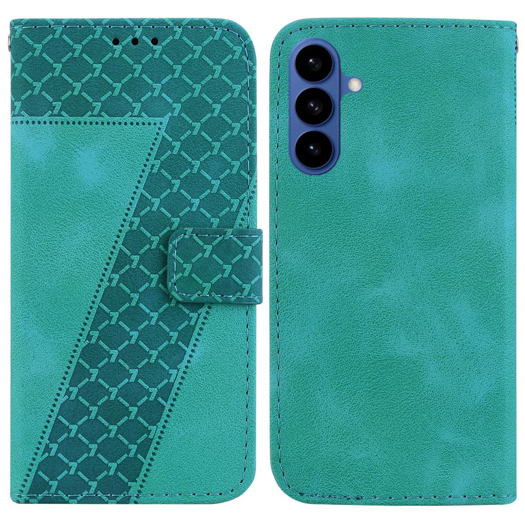 For Samsung Galaxy S26/S26 Pro Stand Case 7-Shaped Pattern Imprint Leather Phone Cover with Strap
