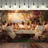 1 Last Supper Religious Tapestry Banner - Rembrandt Inspired Painting Background Durable Polyester Fabric 2D Flat