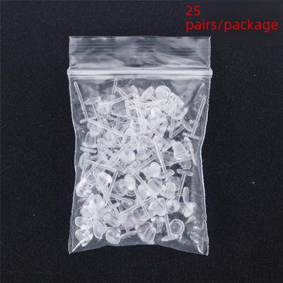 50-Piece Set: Transparent Japanese & Korean DIY Earrings - Eco-Friendly, Non-Allergic Ear Plugs & Needles