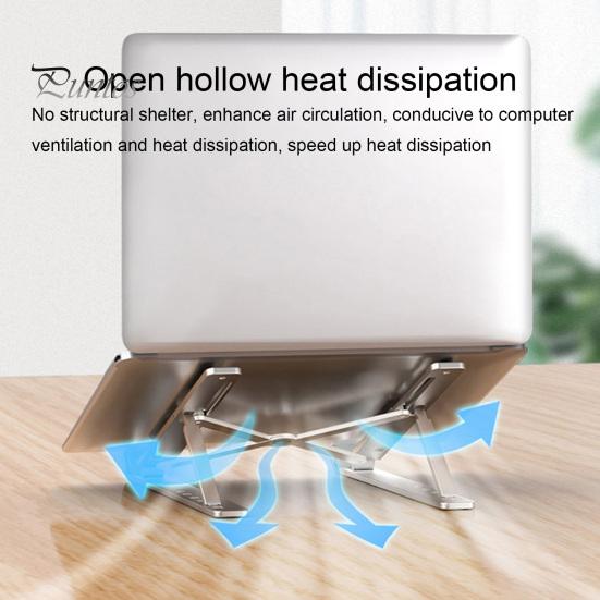 Portable Laptop Stand Aluminum Alloy Height Adjustable Quick Heat Dissipation Anti-slip Stable Foldable Home Office Desktop Computer Riser Holder