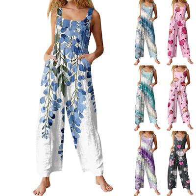 Bayan Casual Tulum Tulumlar Ayarlanabilir Askılar Kolsuz Yaz Cepli Sevimli Rahat Tulum