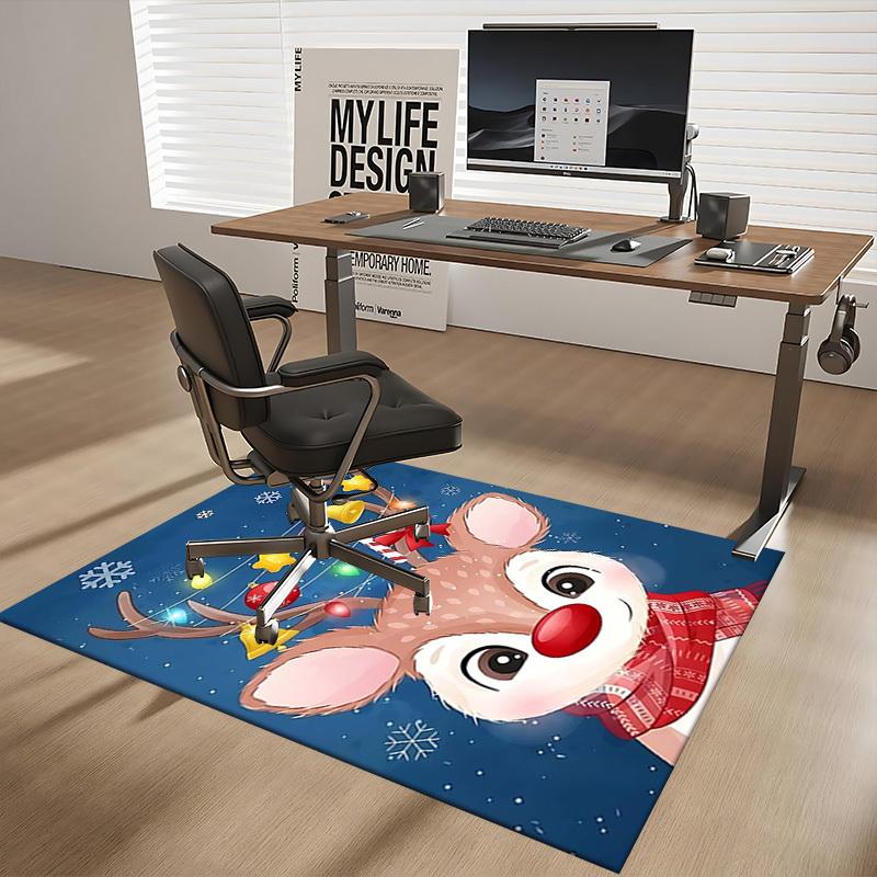 Christmas Deer Chair Mat - Anime Cartoon Design, Non-Slip Carpet for Office, Home Decor, Living Room, Bedroom, Gaming Room & Dormitory.R079