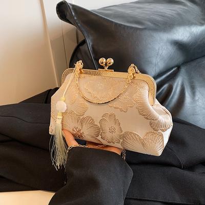 Umhängetasche im chinesischen Stil mit Stickerei Elegante Handtasche Retro Kleine quadratische Tasche Hochzeitsparty Luxus Designer Damen Abendclutch
