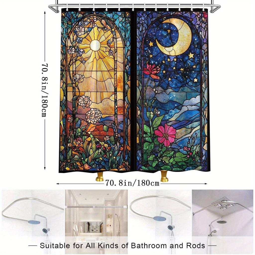 Elegant Night Sky and Moon Waterproof Shower Curtain – Perfect for Adding a Magical and Dreamy Touch To Your Bathroom Decor