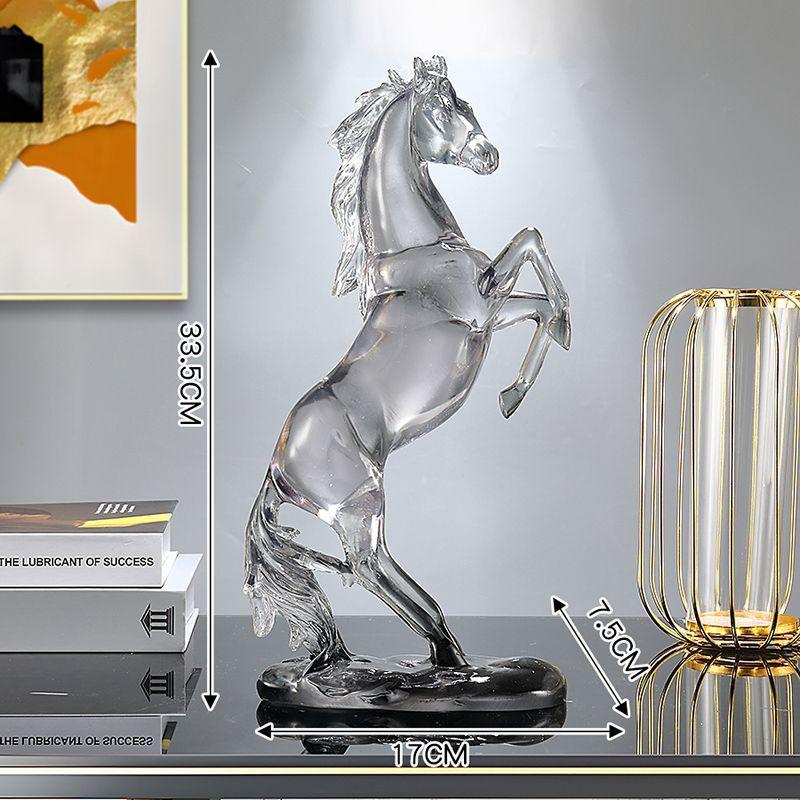 Transparent Resin Horse Statue Ornaments Home Room Cabinet Handicrafts Animal Item Office Decoration Housewarming Opening Gifts