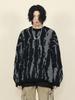 Trendy Winter Color Block Loose Knit Wool Sweater with Round Neck