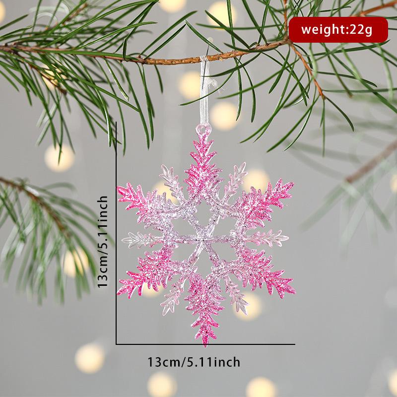 Christmas Tree Ornament Elegant Acrylic Christmas Pendant Glitter Christmas Decoration Transparent Acrylic Snowflake Ornament