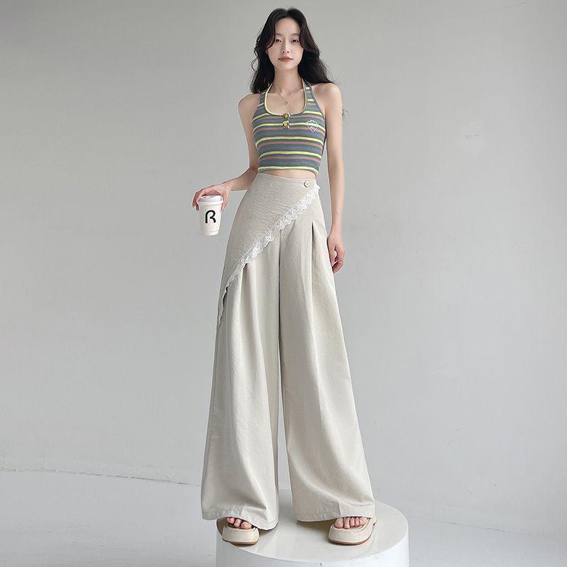 

Women s Wide-Leg Hollow Lace Yamamoto Pants - 2026 Spring/Summer New Two-Piece Skirt Design S (80-95 jin)