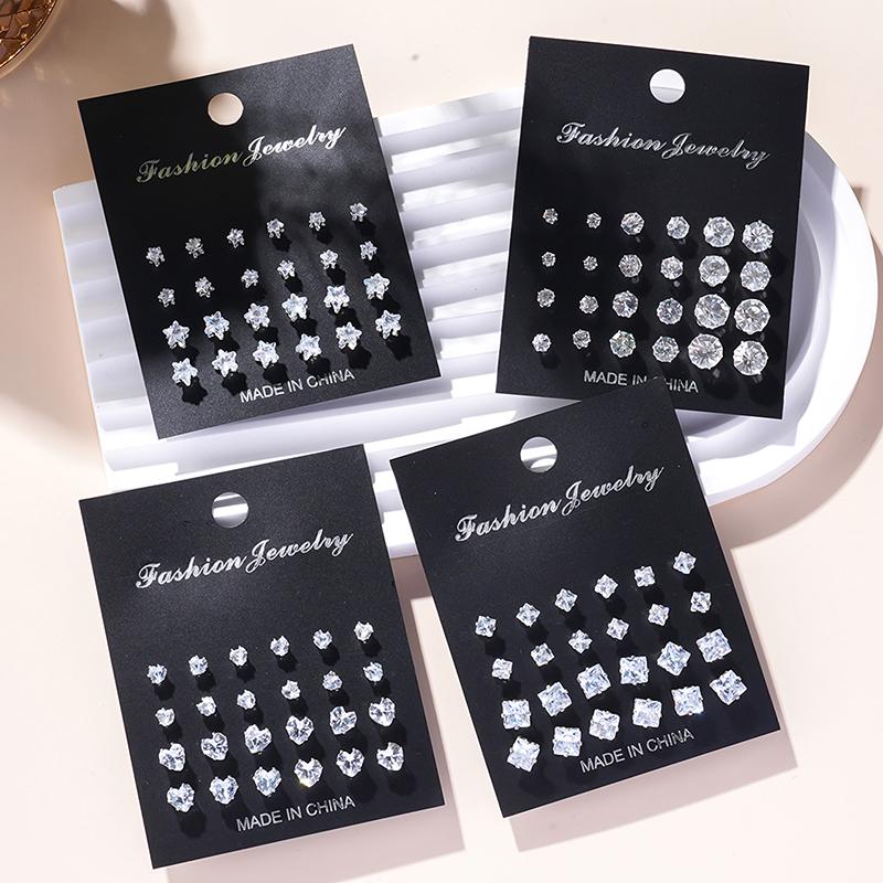 1Set Shiny Simple Wedding Stud Earrings Set For Women Men  Luxury  Stud Earrings Jewelry Accessories Gifts