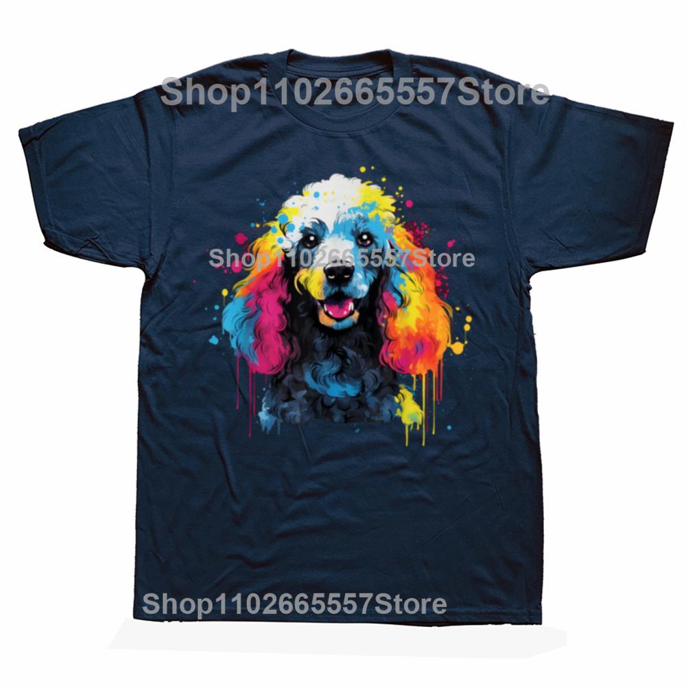Funny Pop Art Colorful Poodle Dog Lovers Mothers Day Graphic Tshirts Unisex Casual Tshirt 100 Cotton Loose Oversized T Shirt S